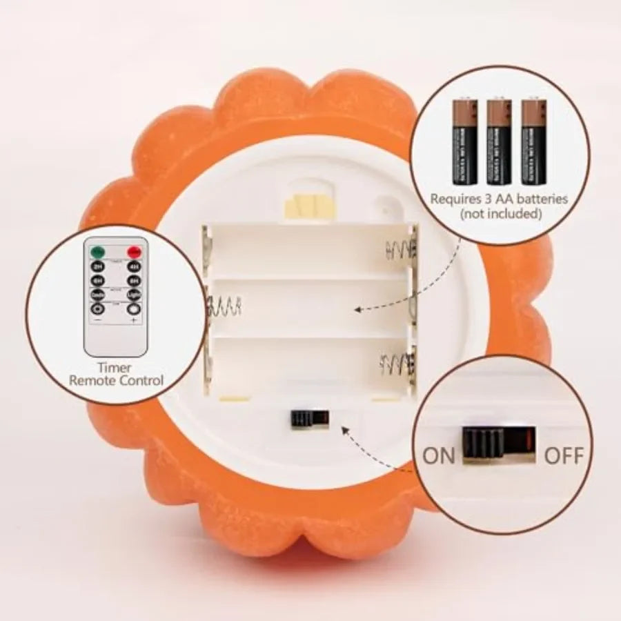 Flickering Flameless Wax Pumpkin LED Candle w/ Timer Remote Control