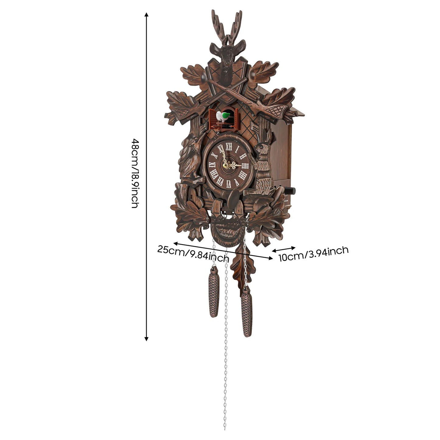 Forest Nordic Style Retro Cuckoo Clock w/Bird