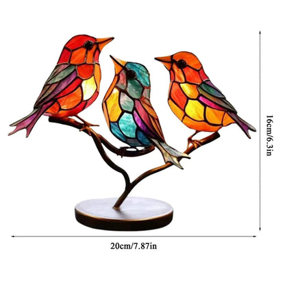Multi-Colored Glass Birds on Branch. Other Animal Ornaments,