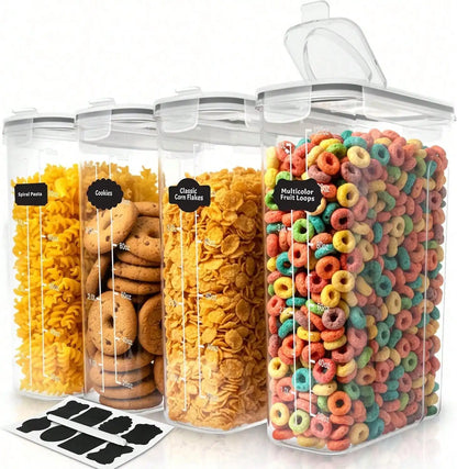 Cereal Storage Containers 4 Pack 4L Airtight with Pour Spout Plastic Dispensers