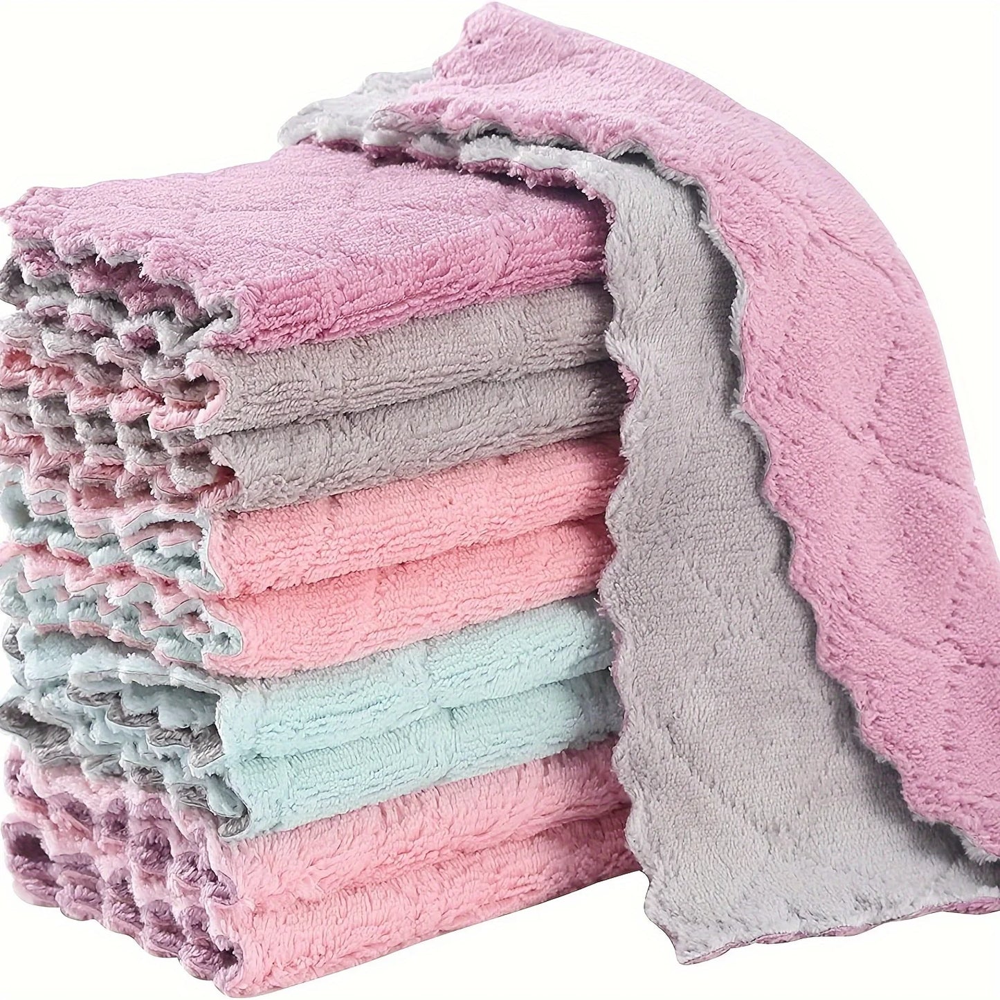 10pc Kitchen Towels and Dishcloths Rag, 9.4"x5.5"