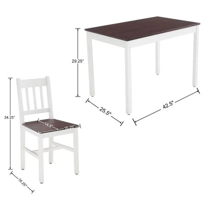 5pc Solid Wood Kitchen Rectangle Table 42.5" w/Chairs