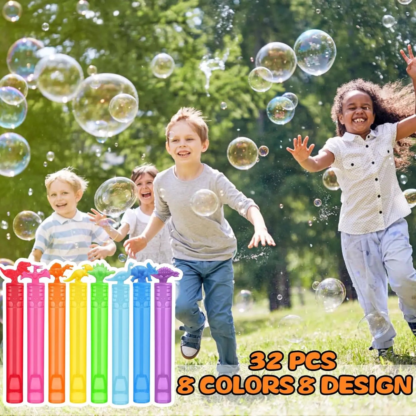32 Pack Dinosaur Bubble Wands For Outdoor Activities