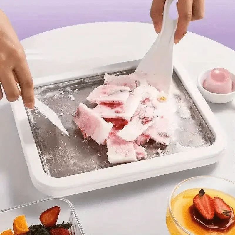 Stainless Rolled Ice Cream Maker Machine for Homemade Stir-Fry Frozen Yogurt Desserts