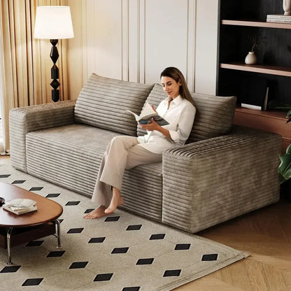 Boneless 71.3" Seater Couch, Loveseat, Fluffy Corduroy with Wide Armrest