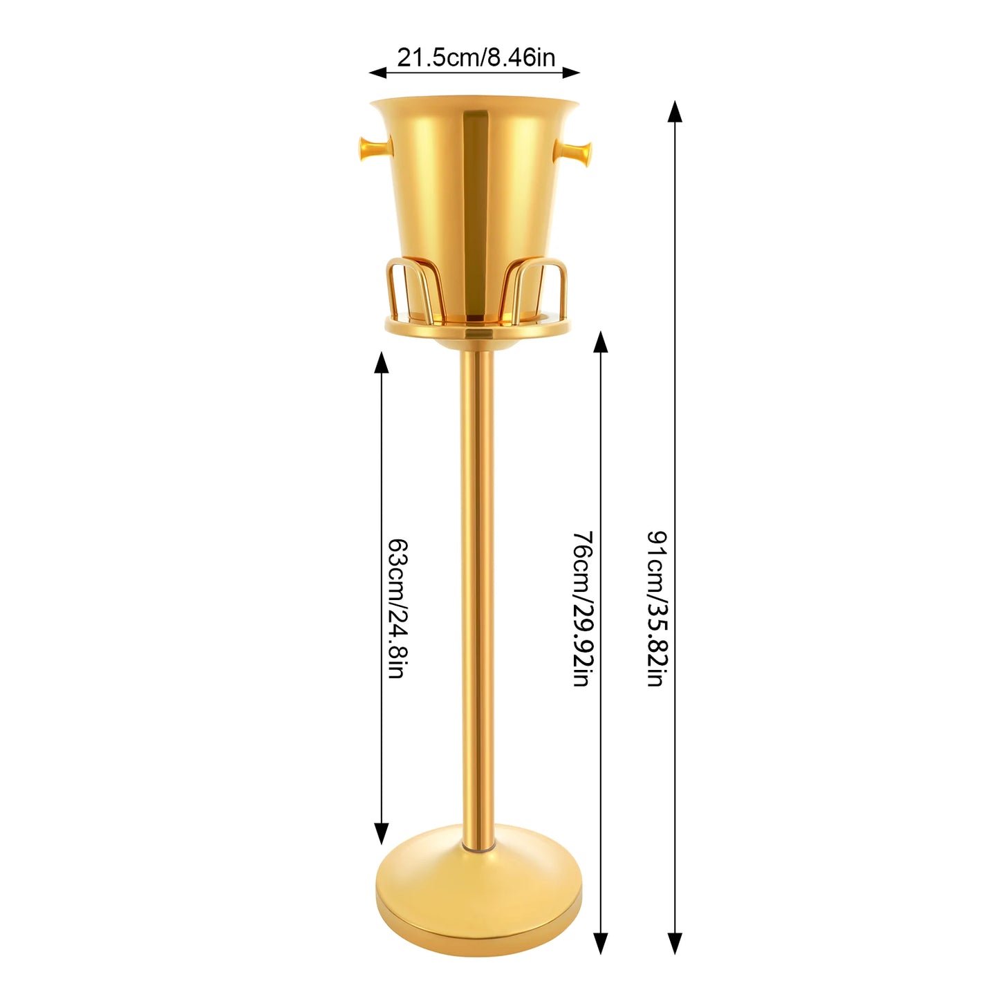 Premium 201 Stainless Steel Ice Bucket w/Stand - 5L Gold Wine/Champagne Chiller