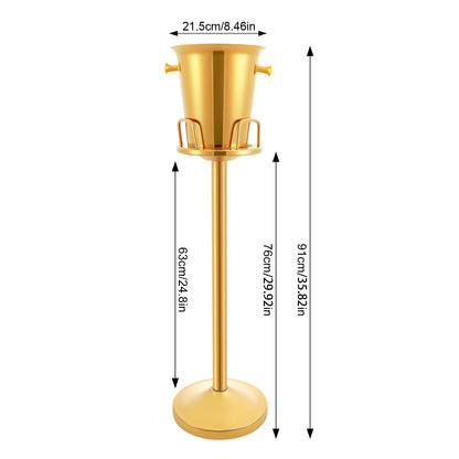 Premium 201 Stainless Steel Ice Bucket w/Stand - 5L Gold Wine/Champagne Chiller