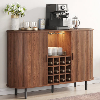 Wine Bar Cabinet w/ LED Light, Liquor Cabinet for Home