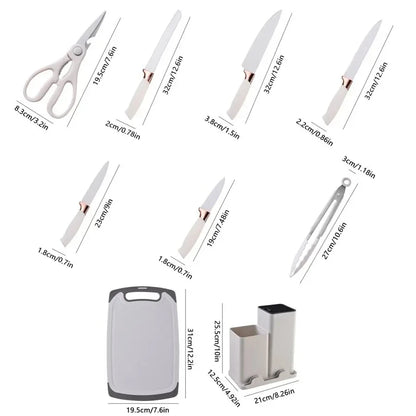 19pc Kitchen Knives and Silicone Utensils w/Holder
