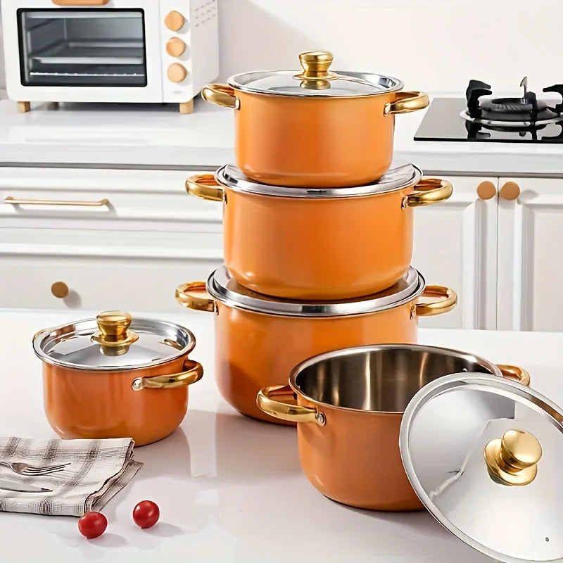 5pc Classic Cookware Set, Stainless Steel Pots and Pans