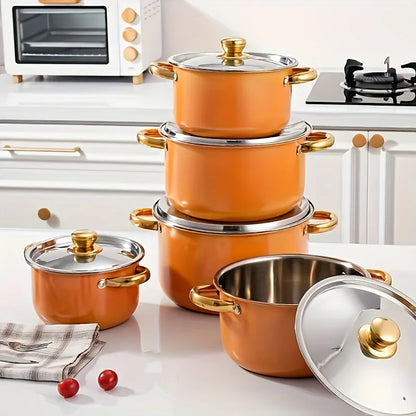 5pc Classic Cookware Set, Stainless Steel Pots and Pans