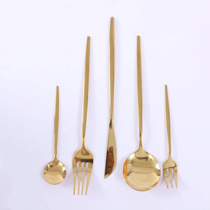 90pc Gold 420 Stainless Steel Silverware - Heavy Duty Cutlery