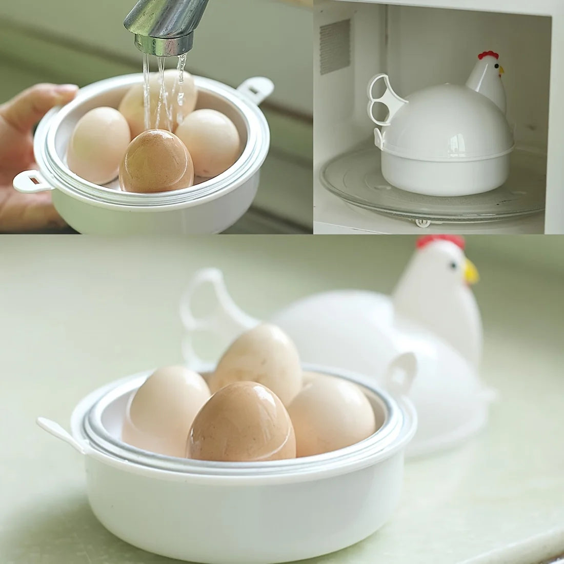 4 Eggs Chicken Shaped Steamer, Microwave Cooker