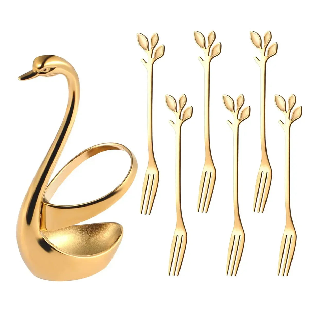 Elegant Swan Tableware Holder, Stainless Steel Spoon and Fork Base