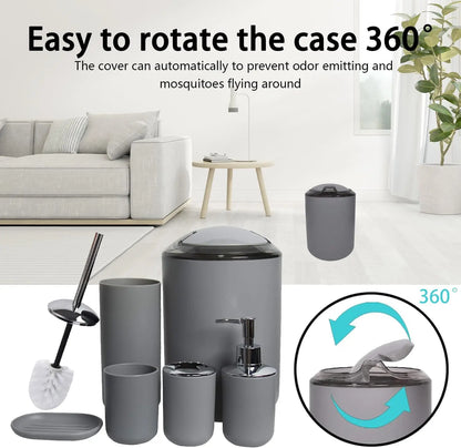 6pc Bathroom Set w/Soap Dispenser, Toothbrush Holder, Cup, Dish