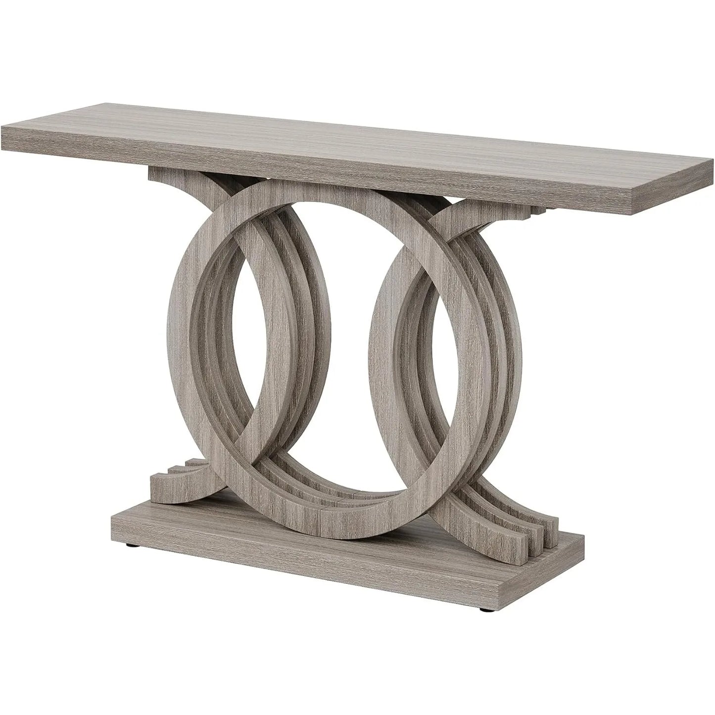 Modern 55"Console Table w/Geometric Wood Base, Modern
