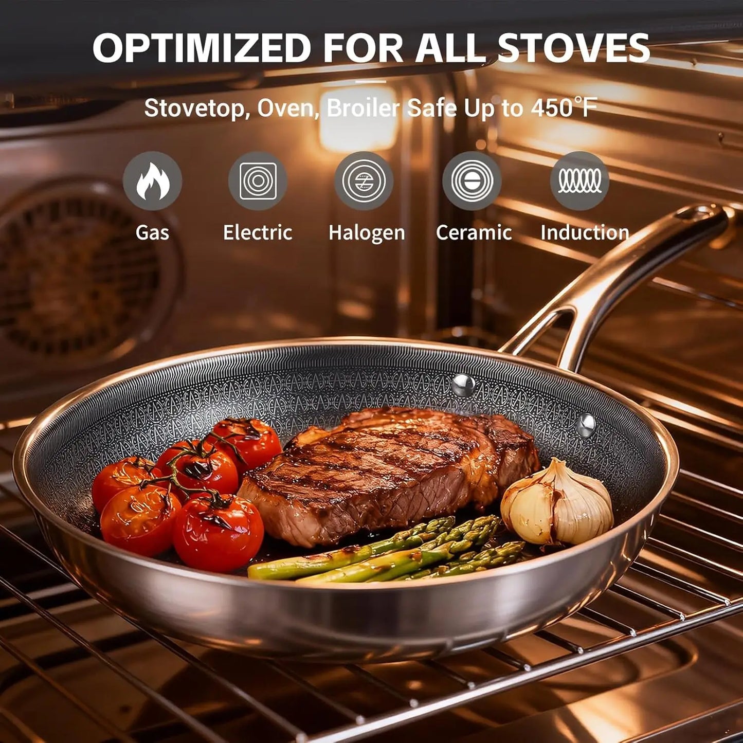 17-Piece Nonstick Stainless Steel Cookware Set, Hybrid Ceramic Coating