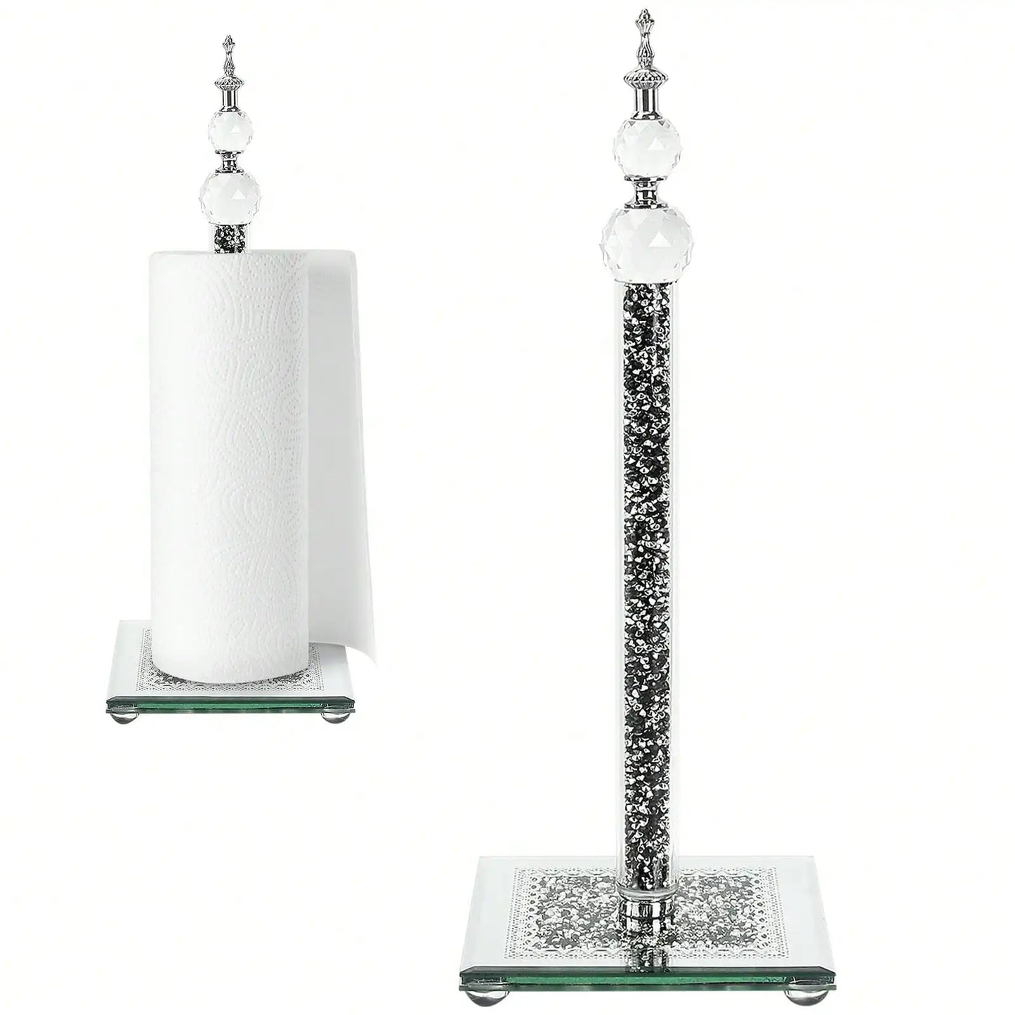 Crystal Bling Silver Paper Towel Roll Holder