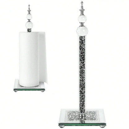 Crystal Bling Silver Paper Towel Roll Holder