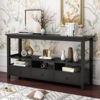 Wood Console Table w/3 Drawers, Entryway Table w/Storage, Sofa Table