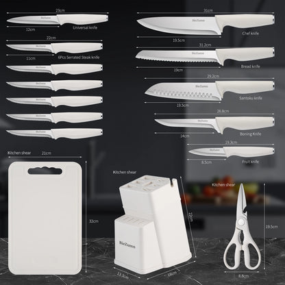 15/3-Piece Knife Set w/Cutting Board, Scissors, Built-In Sharpener