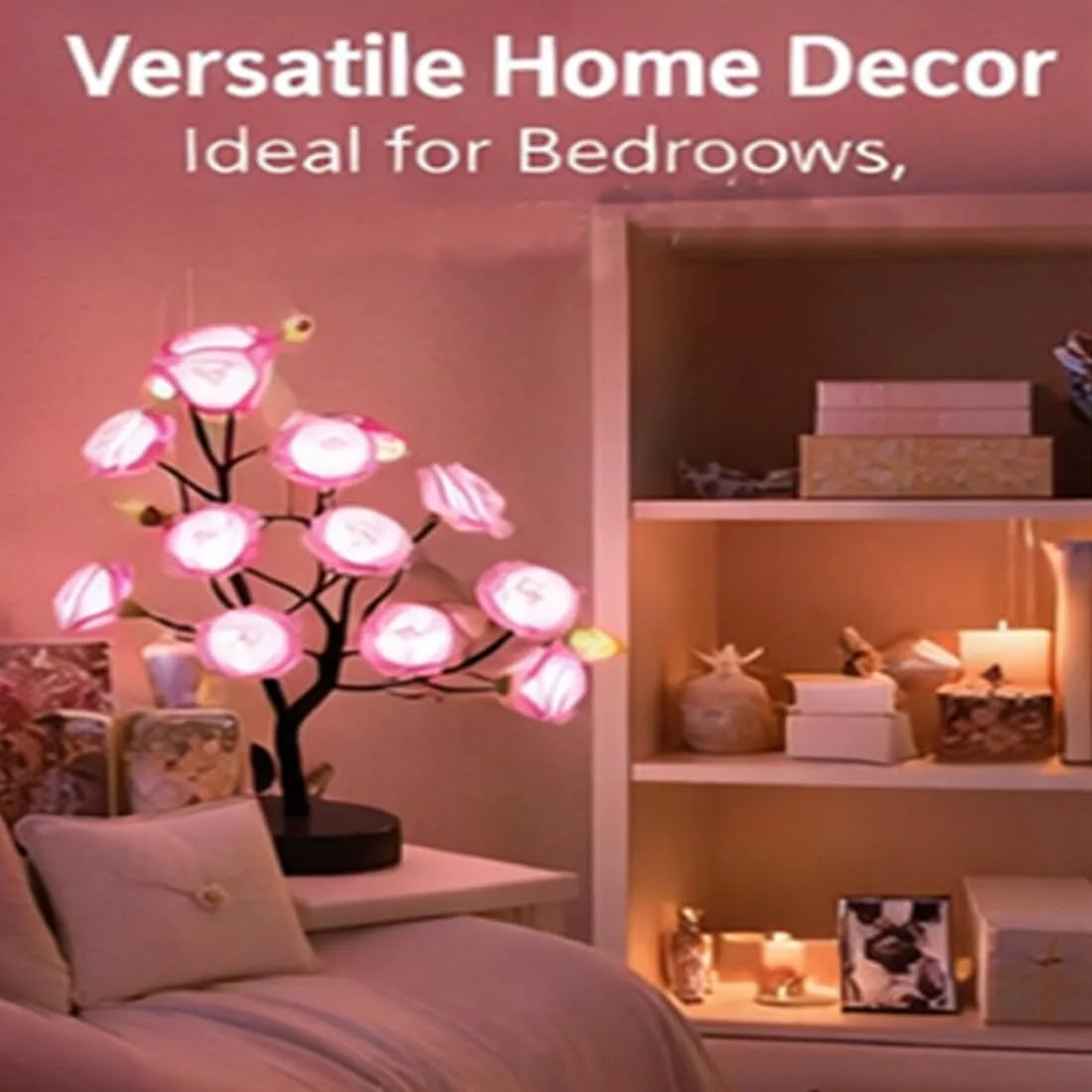 24 Multicolor Roses Table Lamp with Remote, USB Rechargeable