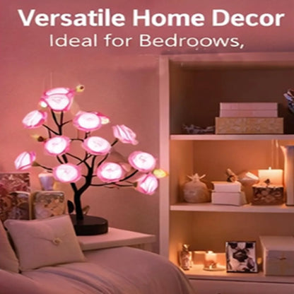 24 Multicolor Roses Table Lamp with Remote, USB Rechargeable