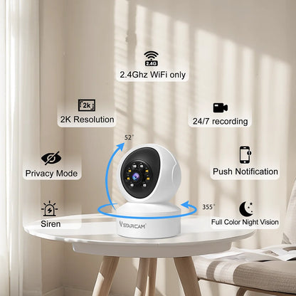 Indoor Security Camera 360°, Color, Night Visio, 2-Way Audio