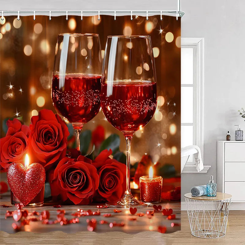 Red Roses Floral Shower Curtain, Romantic Flower