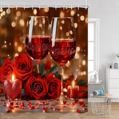 Red Roses Floral Shower Curtain, Romantic Flower