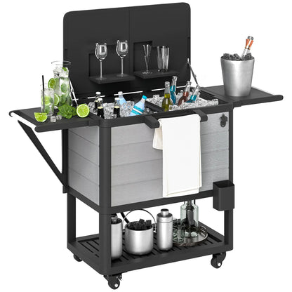 104qt Rolling Patio Ice Chest with Bottle Opener & Shelves