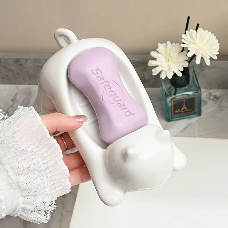 Creative Plastic Cat Soap Box, Easy Draining