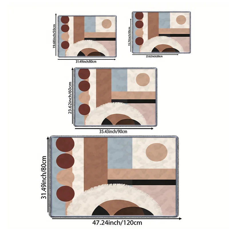 Abstract Geometric Large Area Anti-Slip Floor Mat