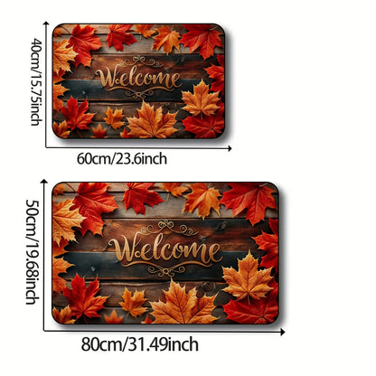 Autumn Maple Leaves Welcome Non-Slip Entry Rug