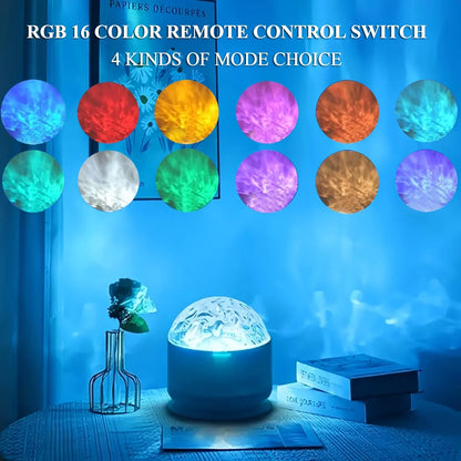 Starry Sky Galaxy Aurora Projector LED Night Light, 16 Colors