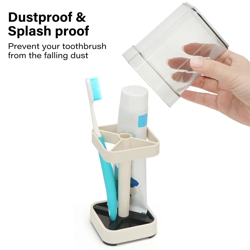 Toothbrush Holder, Cup and Cover, Compatible w/Conventional Toothbrushes,