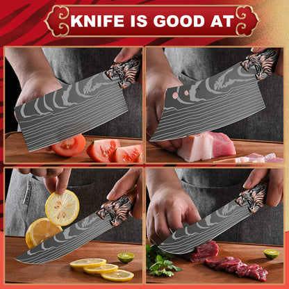 Stainless Steel Kitchen Knife Set, w/Block, Non-Slip Ergonomic Handle