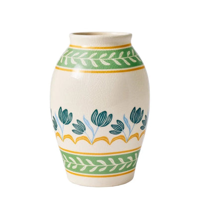 Napa 9" White Printed Ceramic Vase