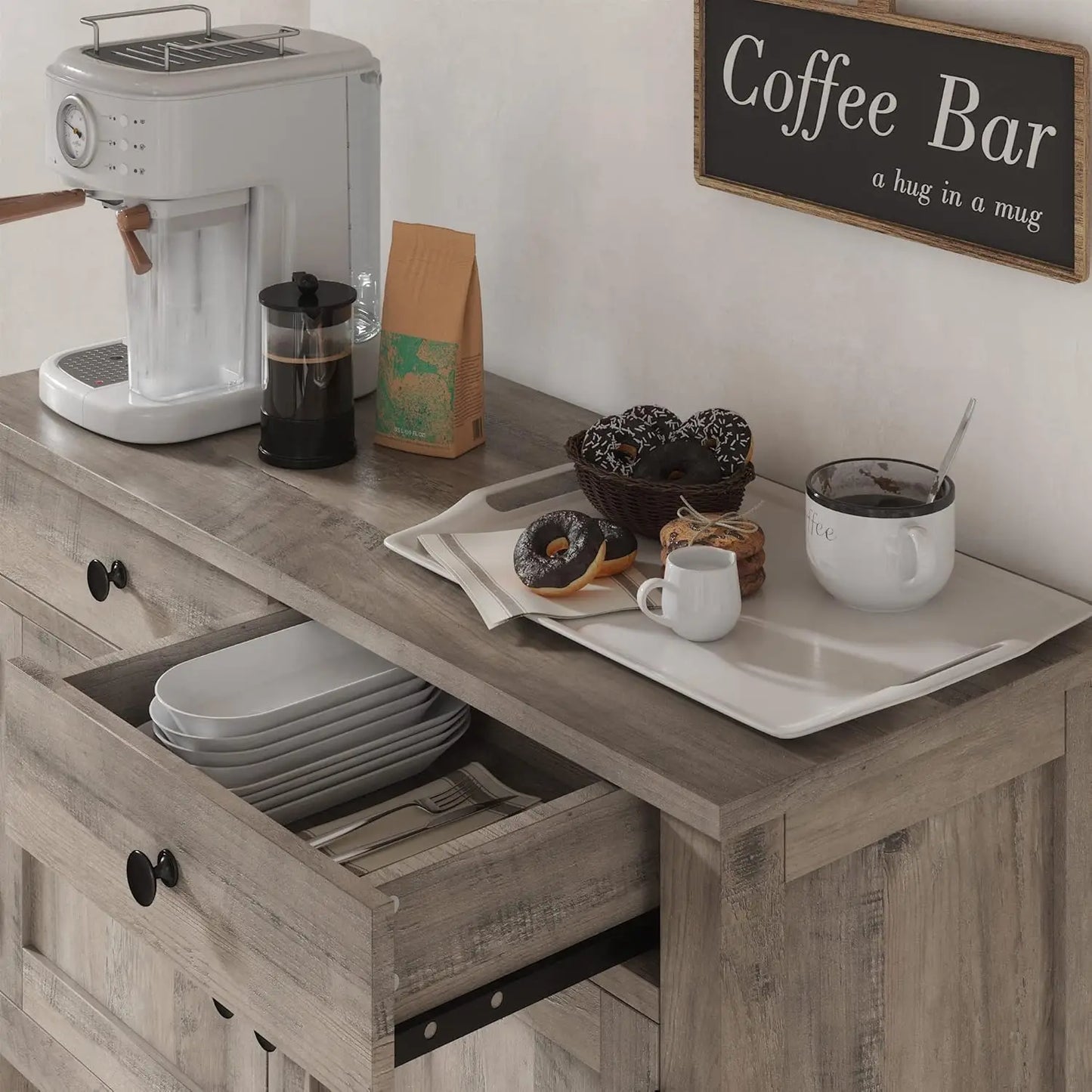 2-Door Cabinet, Console Table, Storage Shelf, Coffee Bar