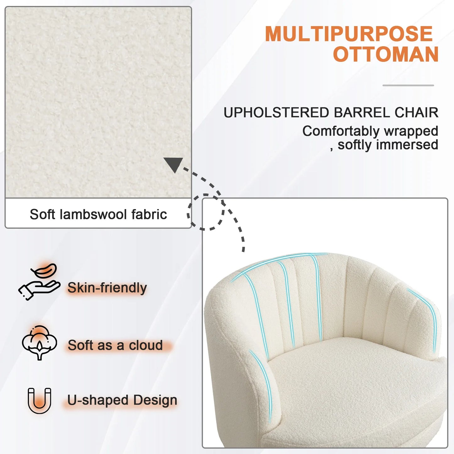 Modern 360 Degree Swivel Barrel Chair w/Curve Back