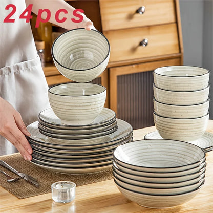 Ceramic Dinnerware, Stoneware Set for 6