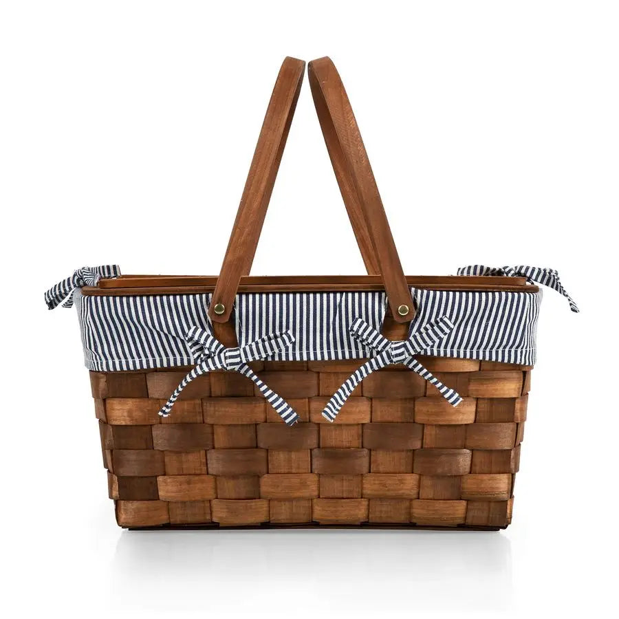 Handwoven Wicker Picnic Basket, Sturdy with Tabletop Lid