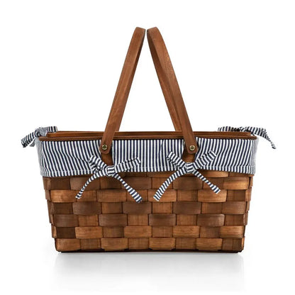 Handwoven Wicker Picnic Basket, Sturdy with Tabletop Lid