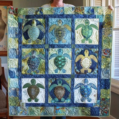 Soft, Warm, Cozy Turtle Patchwork Flannel Throw Blanket