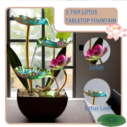 Tabletop Waterfall Fountain w/LED Lights, Meditation, Relaxing