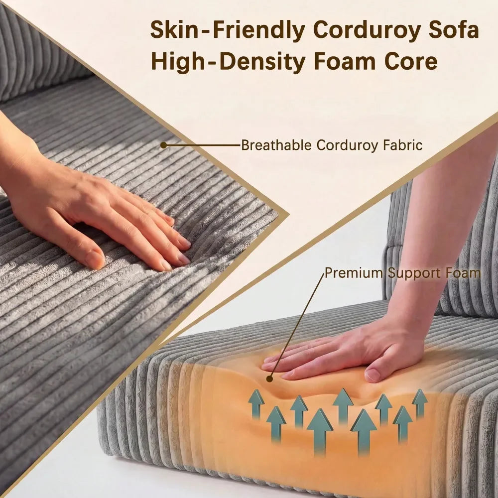Two-Seater Convertible Boneless Couch, Foldable Pillow Type Mattress