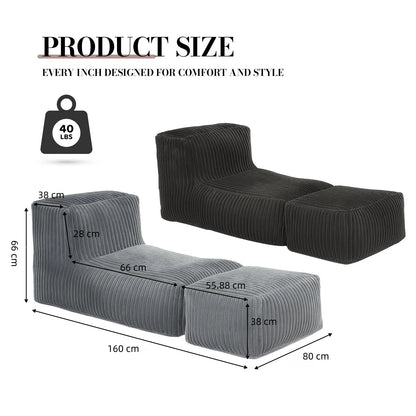 Modular Chaise Lounge, Premium Breathable Corduroy (63"L x 31"W x 26"H)