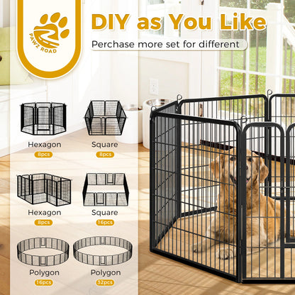Indoor/Outdoor Foldable Metal Pet Playpen w/Door,