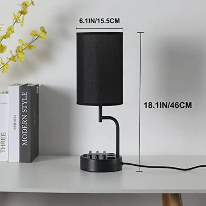 Table Lamp Set with 3 USB Charging Ports, AC Outlet and Phone Stands