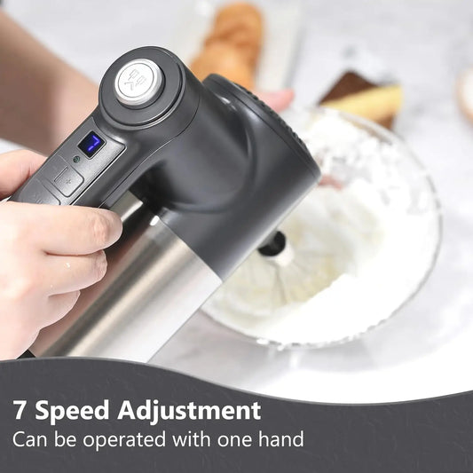 7- Digital Speed Cordless Hand Mixer with 6 Attachments